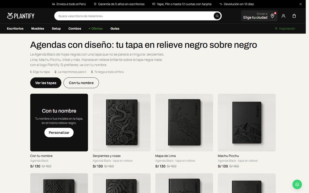 Agendas con tapa a elección funcionando en m.plantify.pe/agendas.html